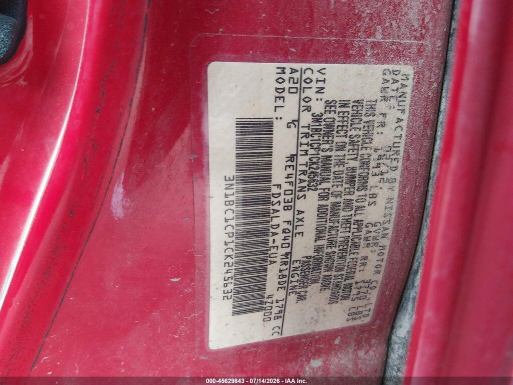 3N1BC1CP1CK245632 2012 NISSAN VERSA photo no. 9