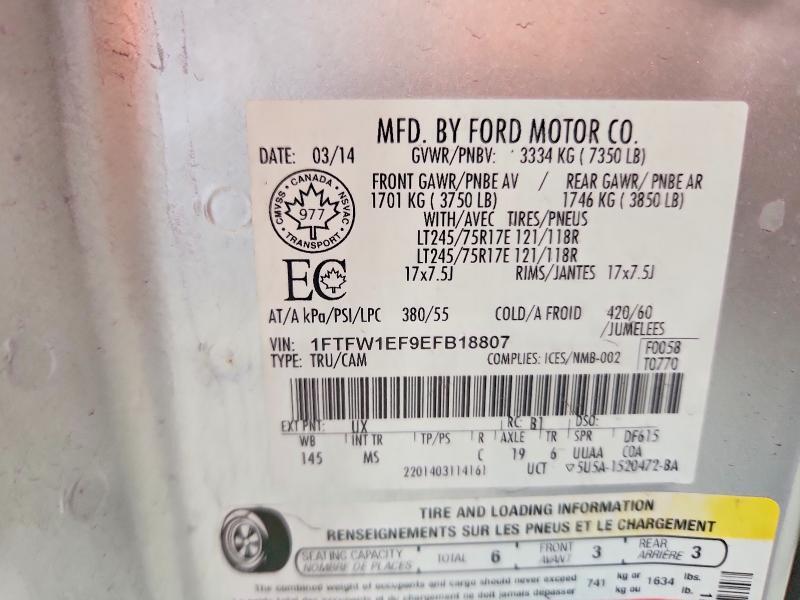 1FTFW1EF9EFB18807 2014 FORD F150 photo no. 12