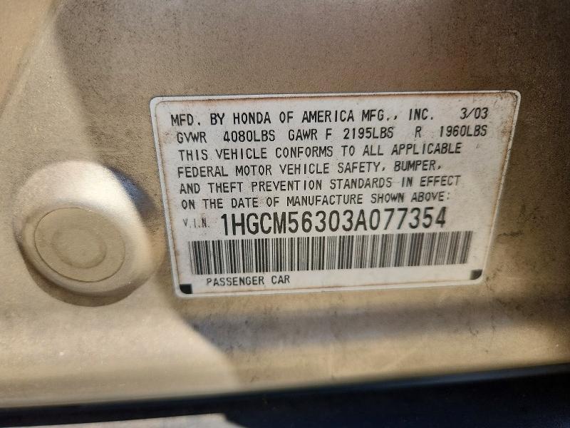 1HGCM56303A077354 2003 HONDA ACCORD photo no. 12