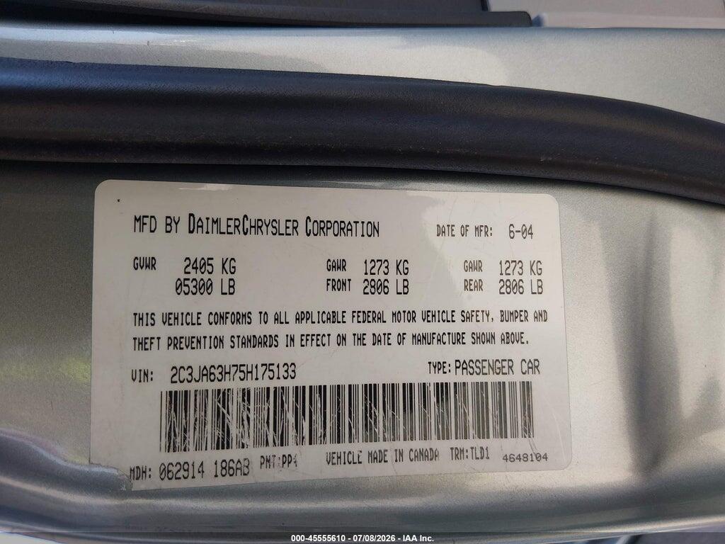 2C3JA63H75H175133 2005 CHRYSLER 300C photo no. 9