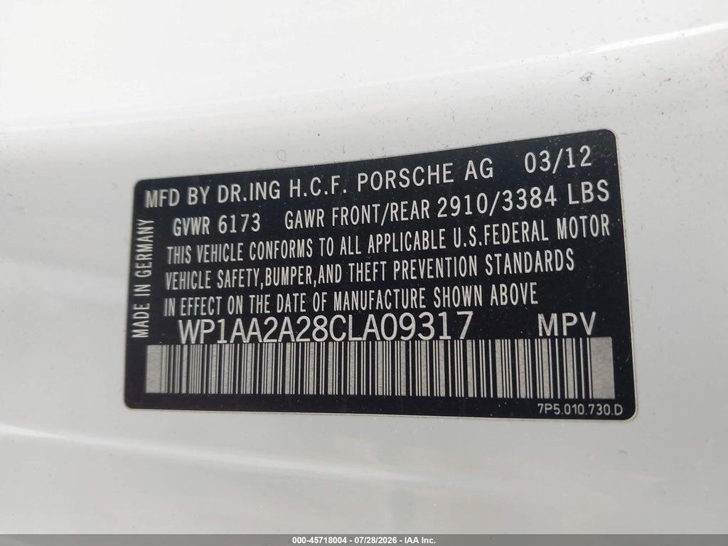 WP1AA2A28CLA09317 2012 PORSCHE CAYENNE photo no. 9