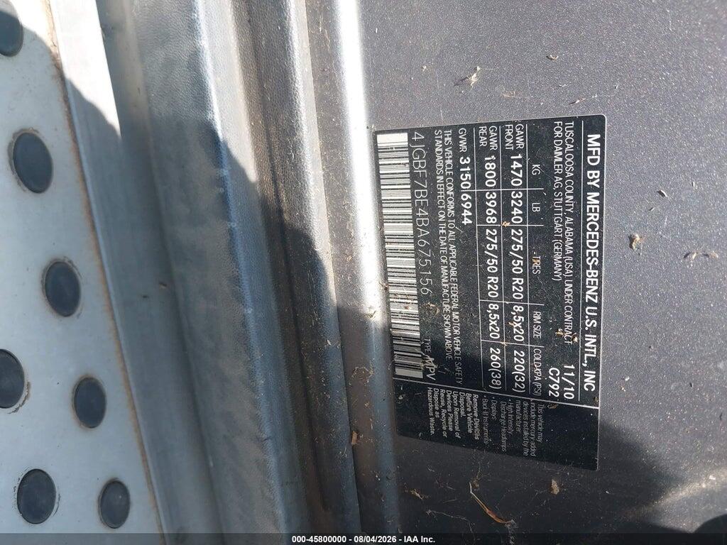 4JGBF7BE4BA675156 2011 MERCEDES-BENZ GL 450 photo no. 9