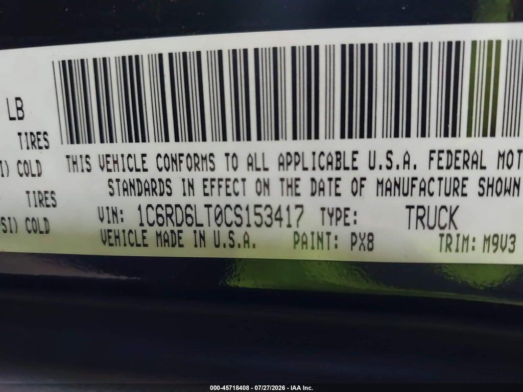 1C6RD6LT0CS153417 2012 RAM 1500 photo no. 9