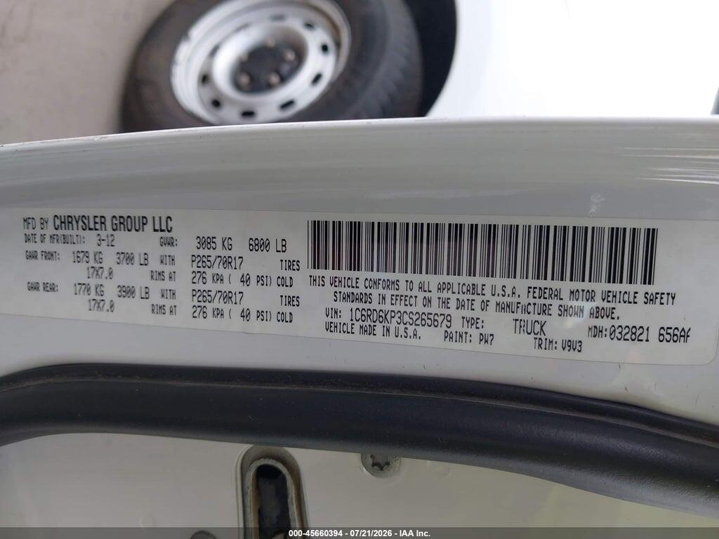 1C6RD6KP3CS265679 2012 RAM 1500 photo no. 9