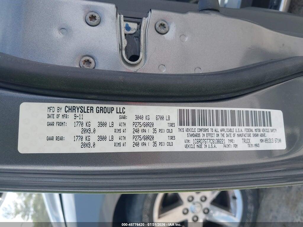 1C6RD7GT7CS138221 2012 RAM 1500 photo no. 9