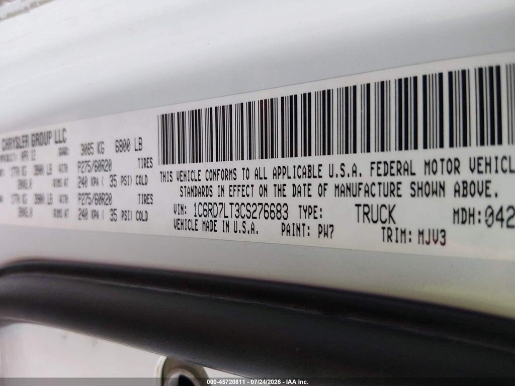 1C6RD7LT3CS276683 2012 RAM 1500 photo no. 9