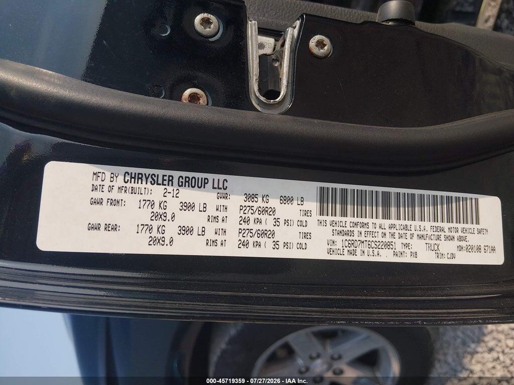 1C6RD7MT6CS220851 2012 RAM 1500 photo no. 9