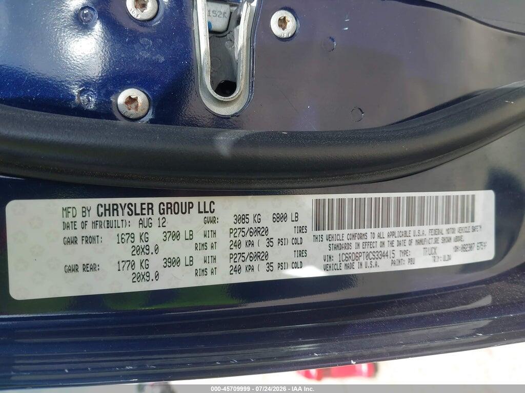 1C6RD6PT0CS334415 2012 RAM 1500 photo no. 9