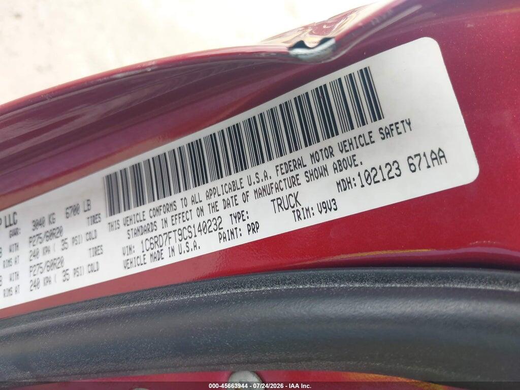1C6RD7FT9CS140232 2012 RAM 1500 photo no. 9