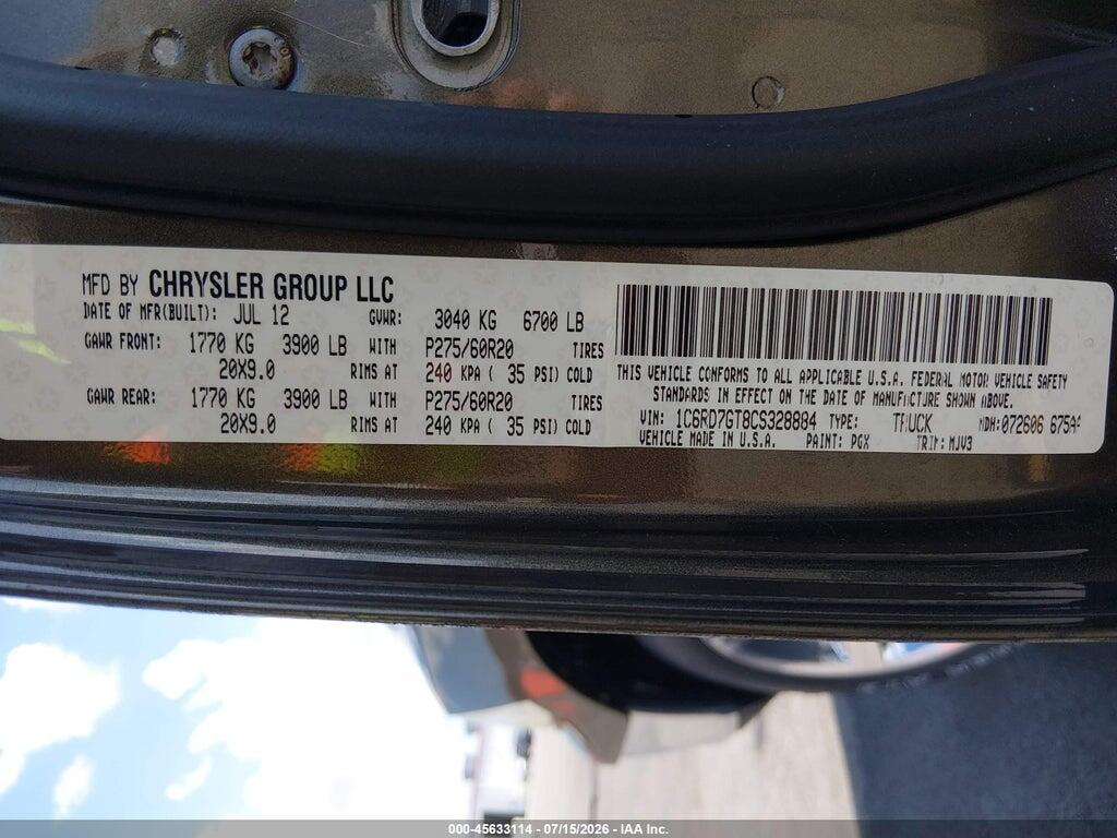 1C6RD7GT8CS328884 2012 RAM 1500 photo no. 9