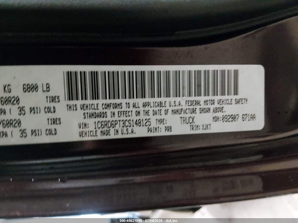 1C6RD6PT3CS148125 2012 RAM 1500 photo no. 9