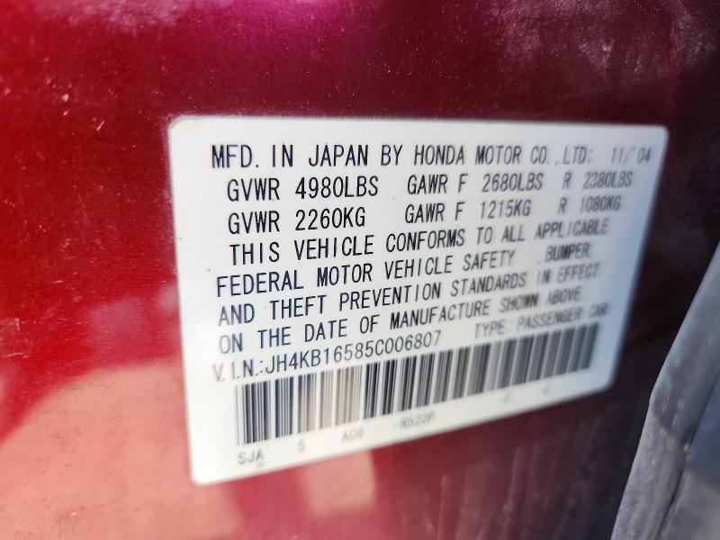 JH4KB16585C006807 2005 ACURA RL photo no. 12
