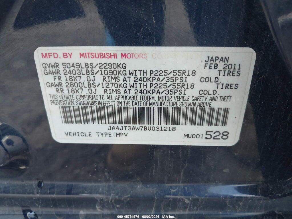 JA4JT3AW7BU031218 2011 MITSUBISHI OUTLANDER photo no. 9