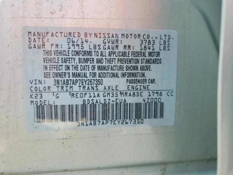 3N1AB7AP7EY267350 2014 NISSAN SENTRA photo no. 12