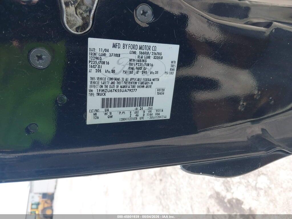 1FMZU67K55UA79277 2005 FORD EXPLORER SPORT TRAC photo no. 9
