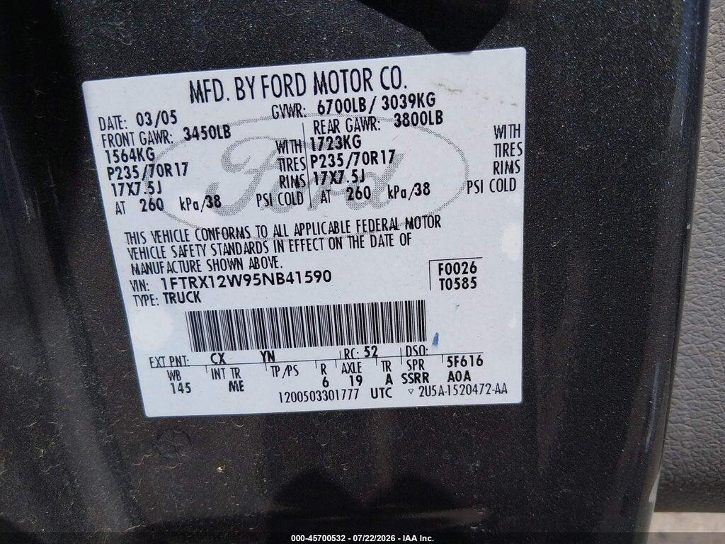 1FTRX12W95NB41590 2005 FORD F-150 photo no. 9