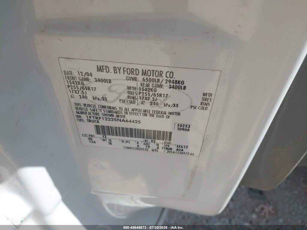 1FTRF12235NA64425 2005 FORD F-150 photo no. 9