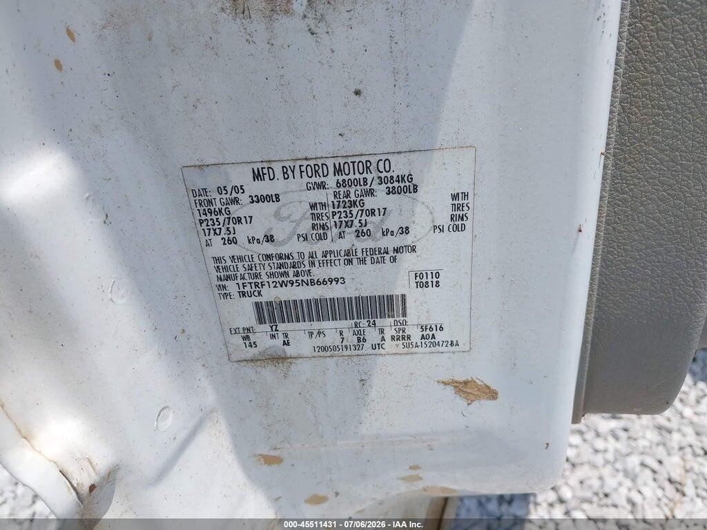 1FTRF12W95NB66993 2005 FORD F-150 photo no. 9