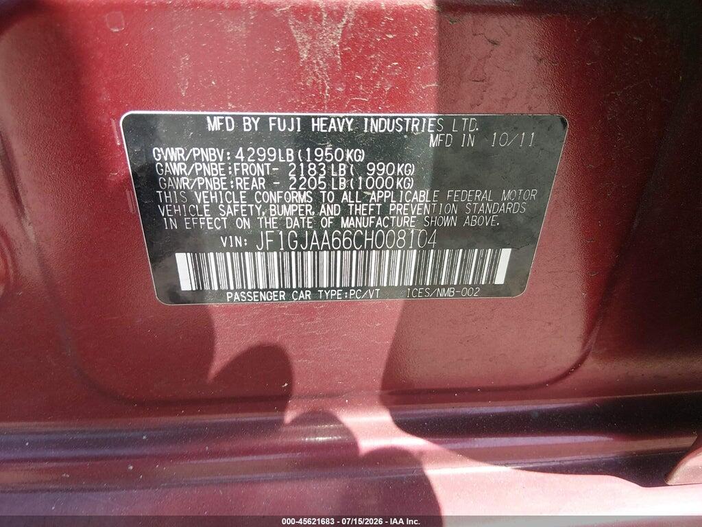 JF1GJAA66CH008104 2012 SUBARU IMPREZA photo no. 9