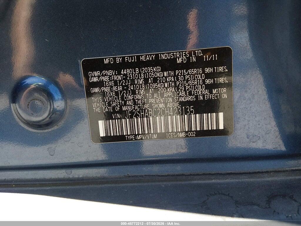 JF2SHABC2CH423135 2012 SUBARU FORESTER photo no. 9