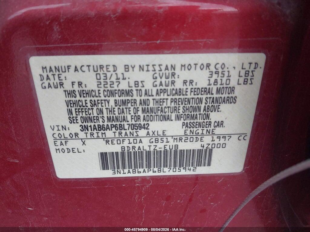 3N1AB6AP6BL705942 2011 NISSAN SENTRA photo no. 9
