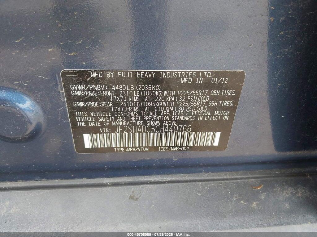 JF2SHADC5CH440766 2012 SUBARU FORESTER photo no. 9