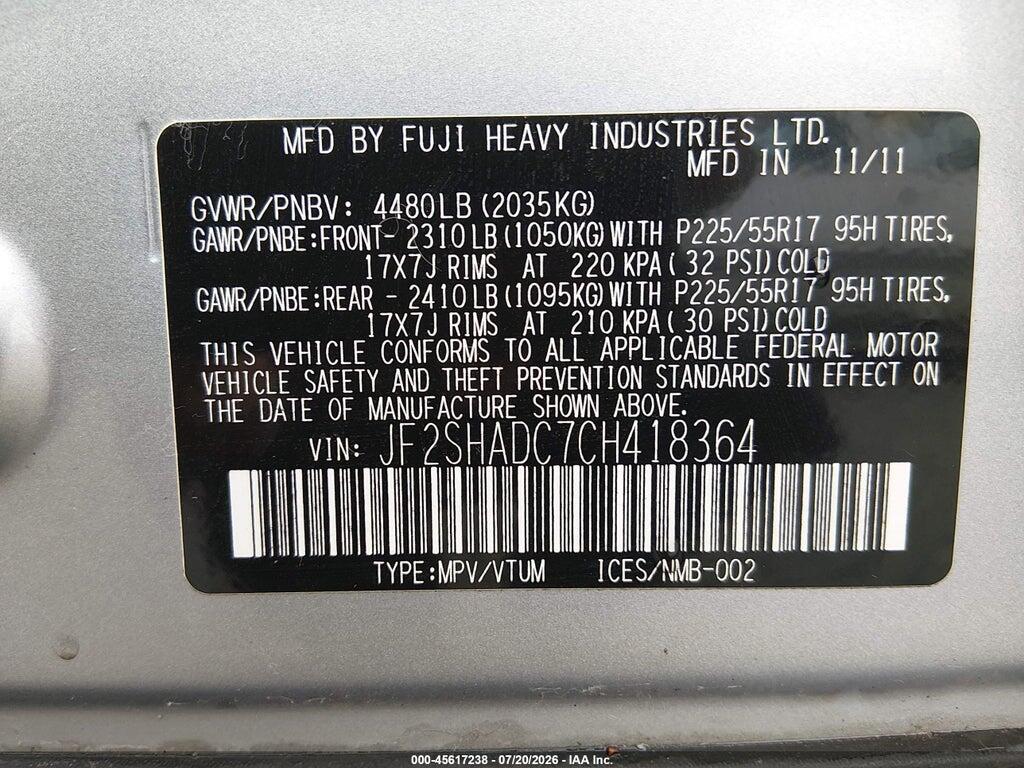 JF2SHADC7CH418364 2012 SUBARU FORESTER photo no. 9