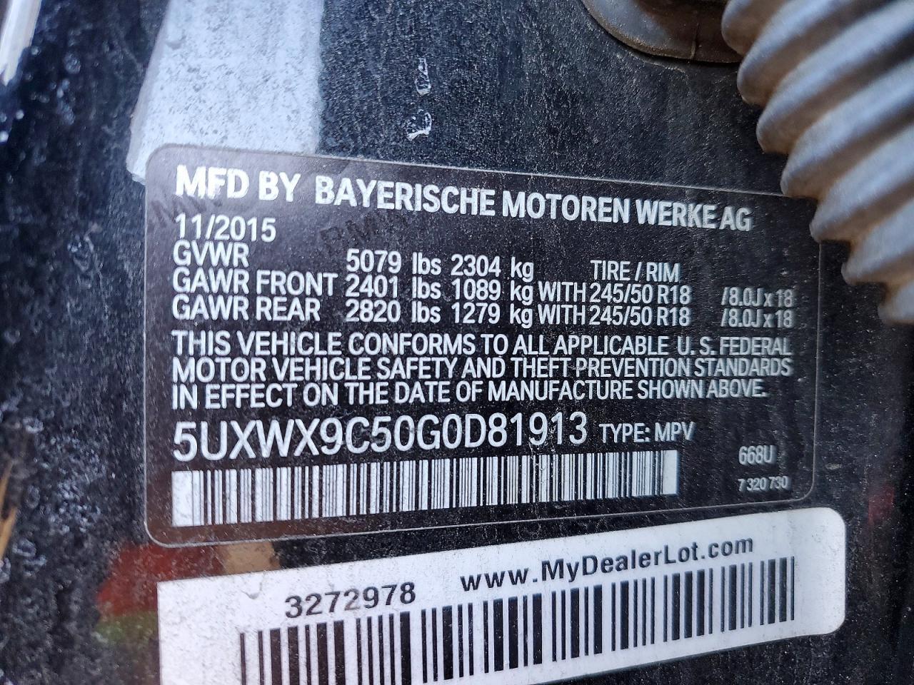2016 BMW X3 XDRIVE28I — Фото 13 из 13