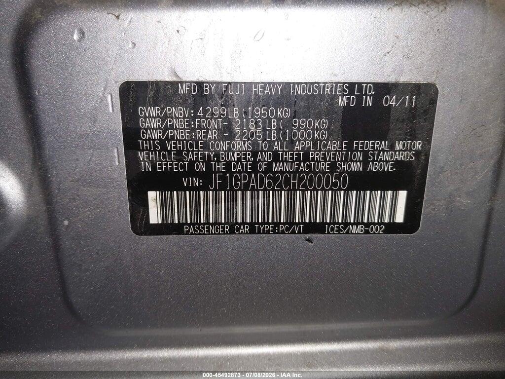 JF1GPAD62CH200050 2012 SUBARU IMPREZA photo no. 9