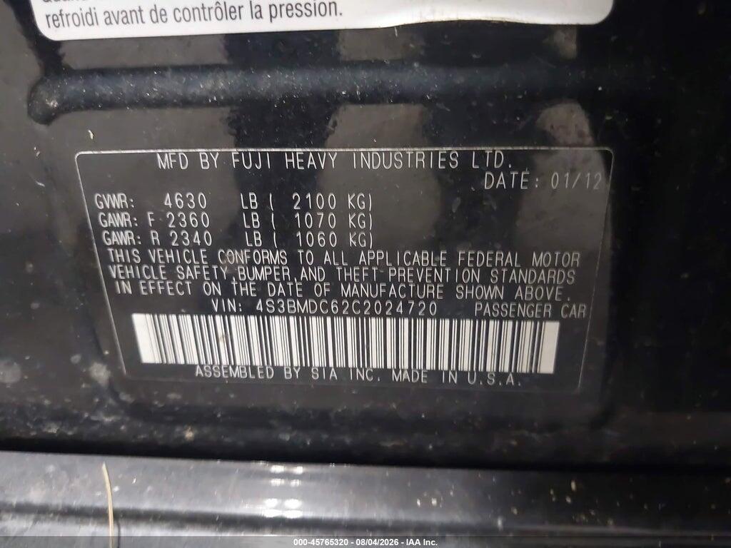4S3BMDC62C2024720 2012 SUBARU LEGACY photo no. 9