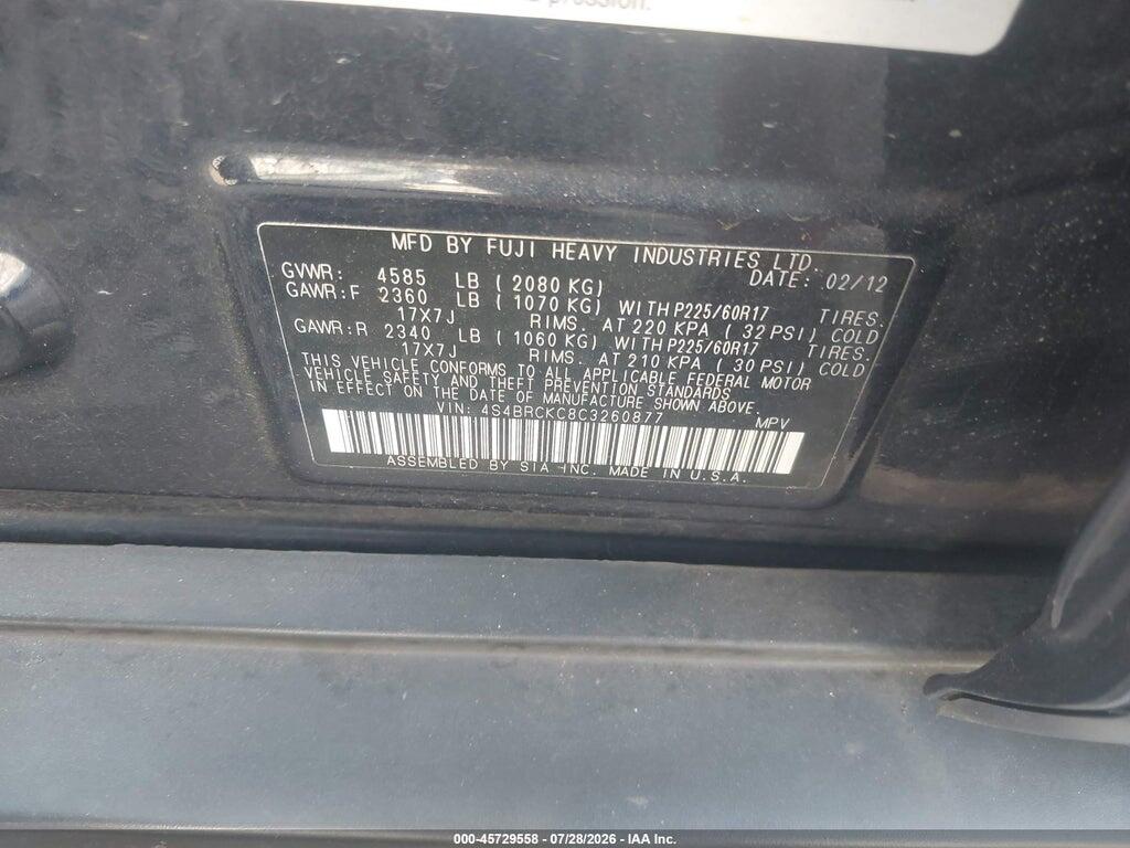 4S4BRCKC8C3260877 2012 SUBARU OUTBACK photo no. 9