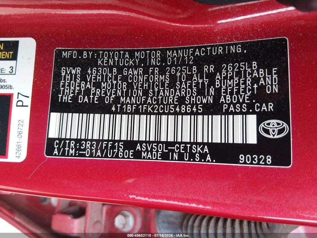 4T1BF1FK2CU548645 2012 TOYOTA CAMRY photo no. 9