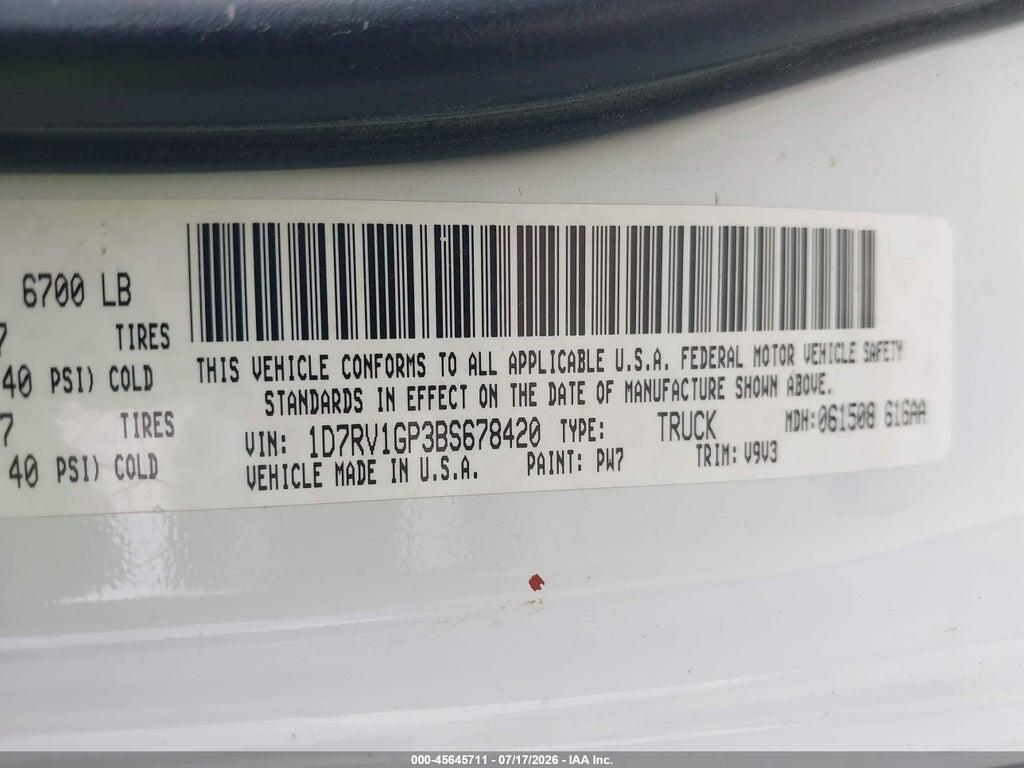 1D7RV1GP3BS678420 2011 RAM RAM 1500 photo no. 9