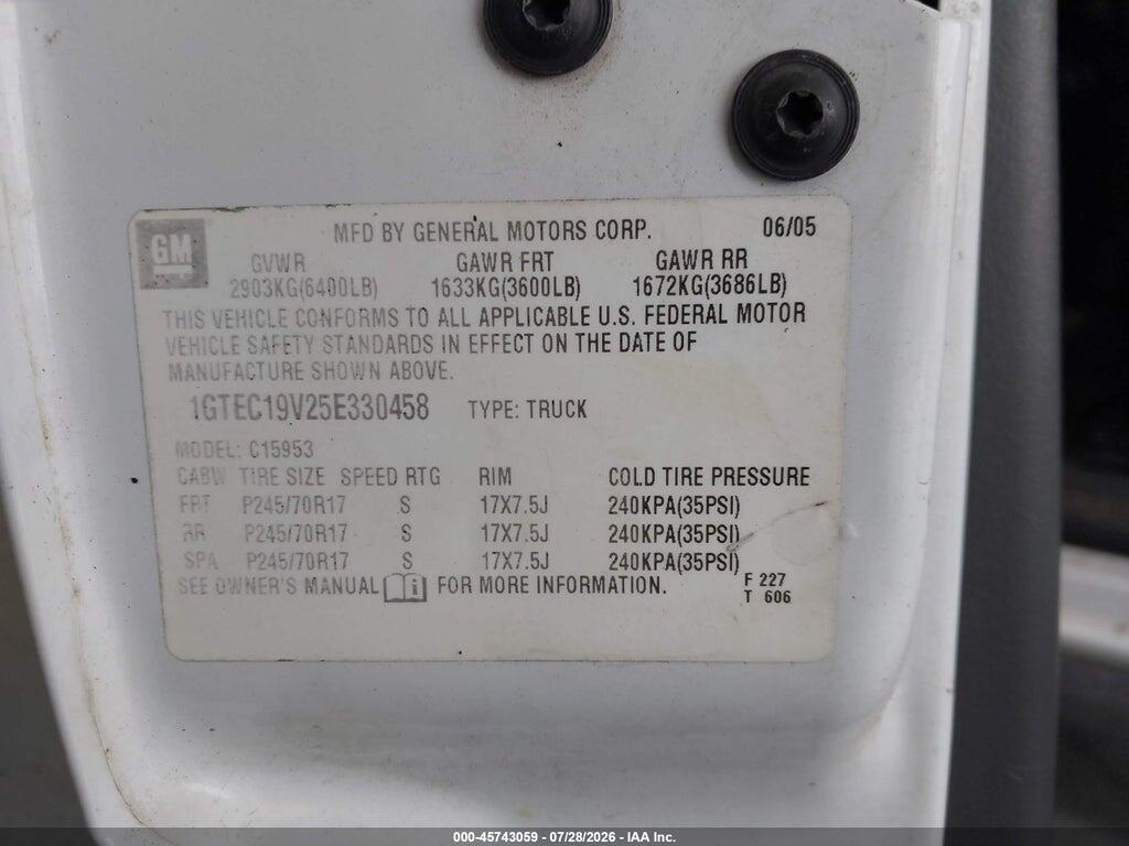 1GTEC19V25E330458 2005 GMC SIERRA 1500 photo no. 9