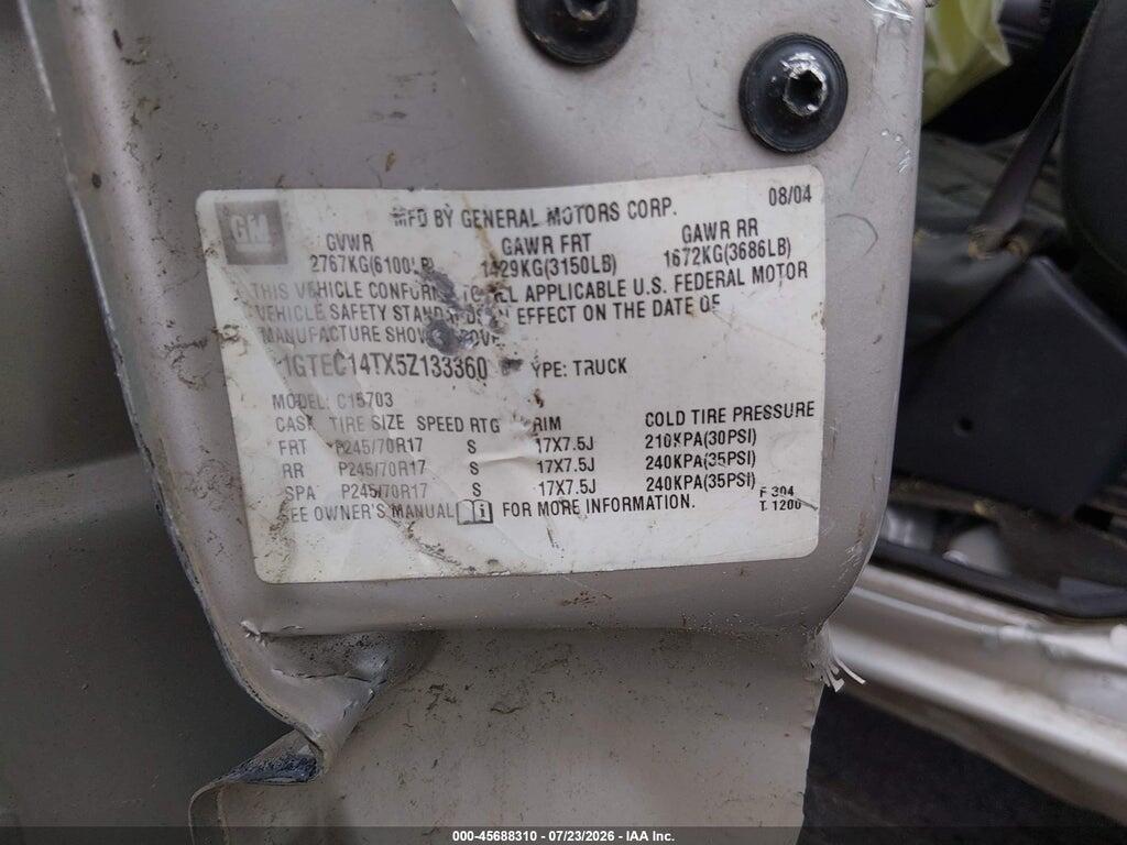 1GTEC14TX5Z133360 2005 GMC SIERRA 1500 photo no. 9