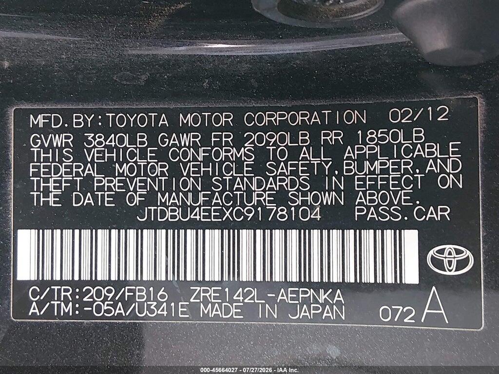 JTDBU4EEXC9178104 2012 TOYOTA COROLLA photo no. 9