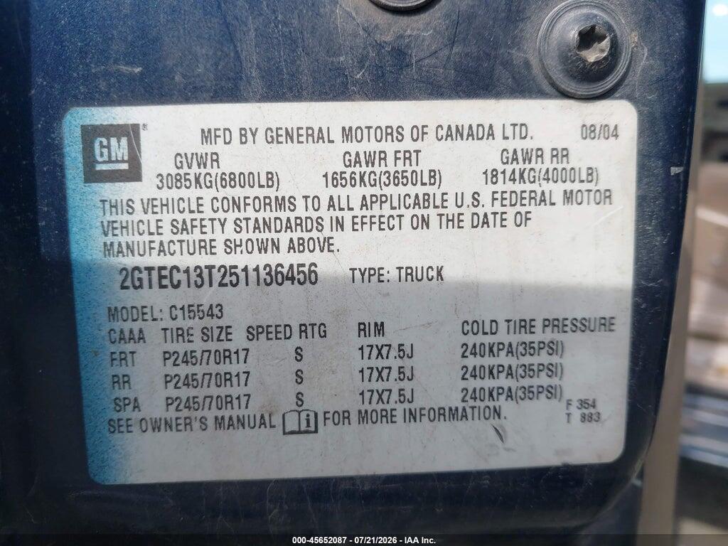 2GTEC13T251136456 2005 GMC SIERRA 1500 photo no. 9