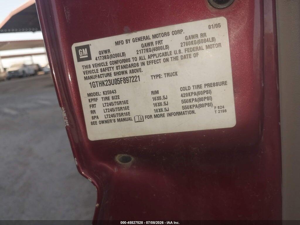 1GTHK23U05F897221 2005 GMC SIERRA 2500HD photo no. 9