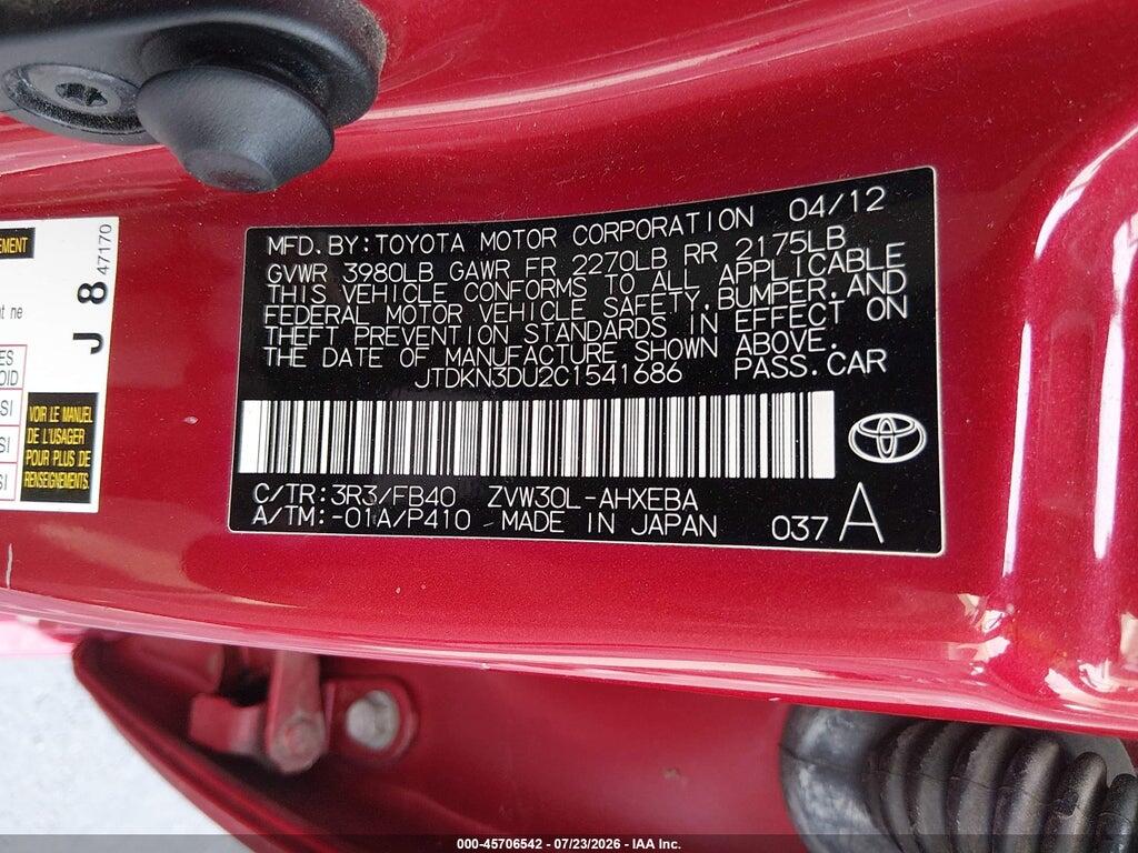 JTDKN3DU2C1541686 2012 TOYOTA PRIUS photo no. 9