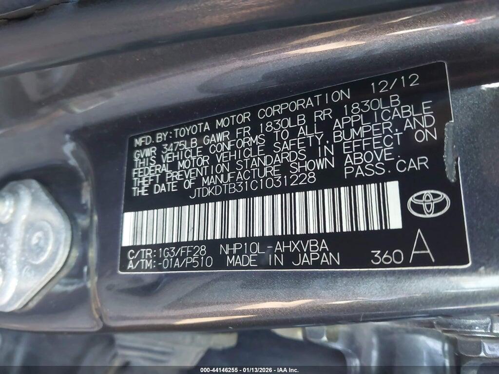 JTDKDTB31C1031228 2012 TOYOTA PRIUS C photo no. 9