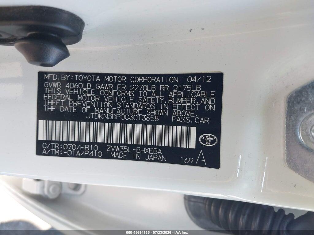 JTDKN3DP0C3013658 2012 TOYOTA PRIUS PLUG-IN photo no. 9