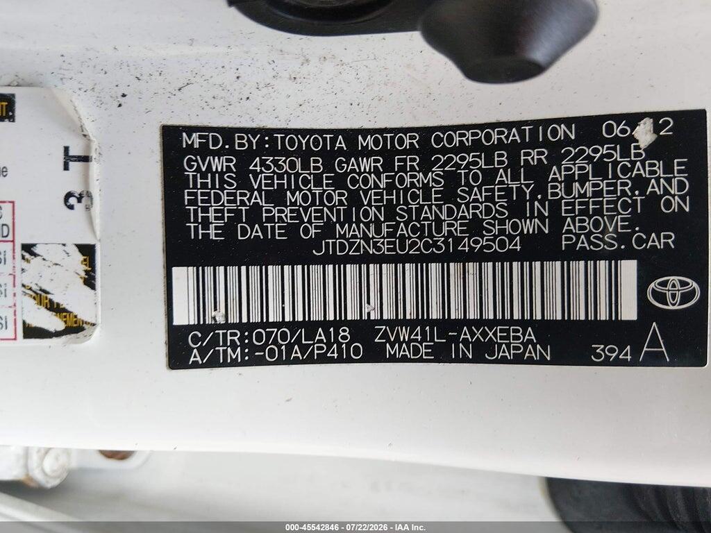 JTDZN3EU2C3149504 2012 TOYOTA PRIUS V photo no. 9