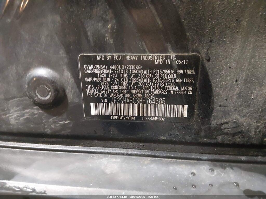 JF2SHABC3BH764686 2011 SUBARU FORESTER photo no. 9