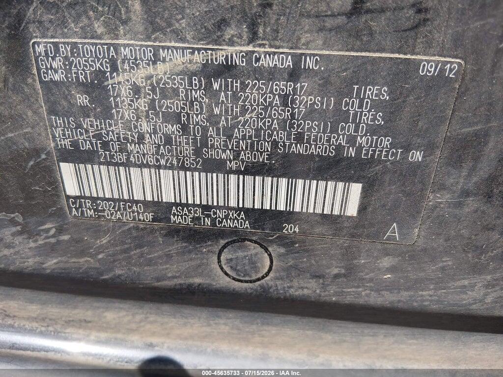 2T3BF4DV6CW247852 2012 TOYOTA RAV4 photo no. 9