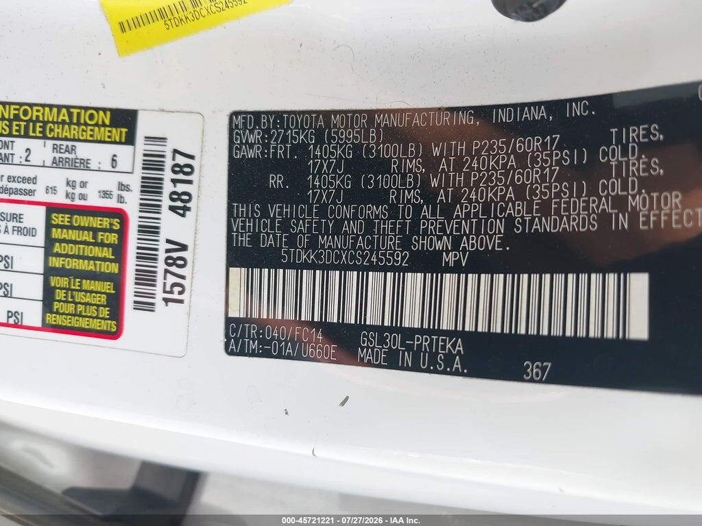 5TDKK3DCXCS245592 2012 TOYOTA SIENNA photo no. 9