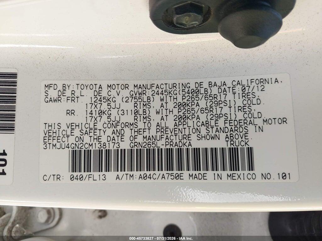 3TMJU4GN2CM138173 2012 TOYOTA TACOMA photo no. 9
