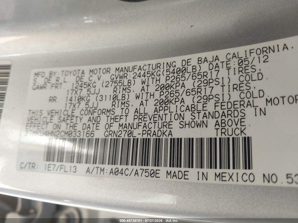 3TMKU4HN2CM033166 2012 TOYOTA TACOMA photo no. 9