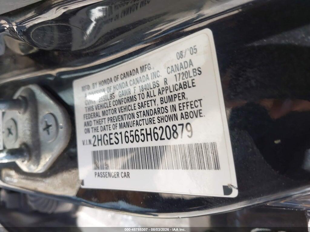 2HGES16565H620879 2005 HONDA CIVIC photo no. 9