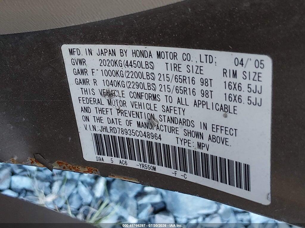 JHLRD78935C048964 2005 HONDA CR-V photo no. 9