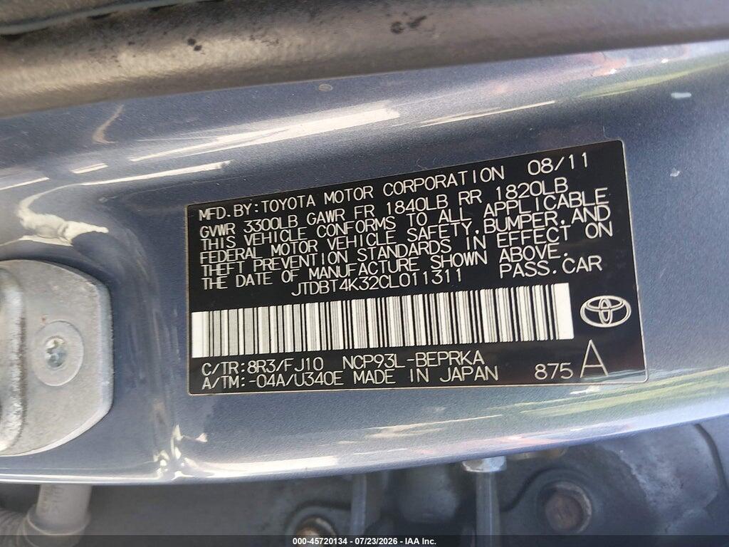 JTDBT4K32CL011311 2012 TOYOTA YARIS photo no. 9